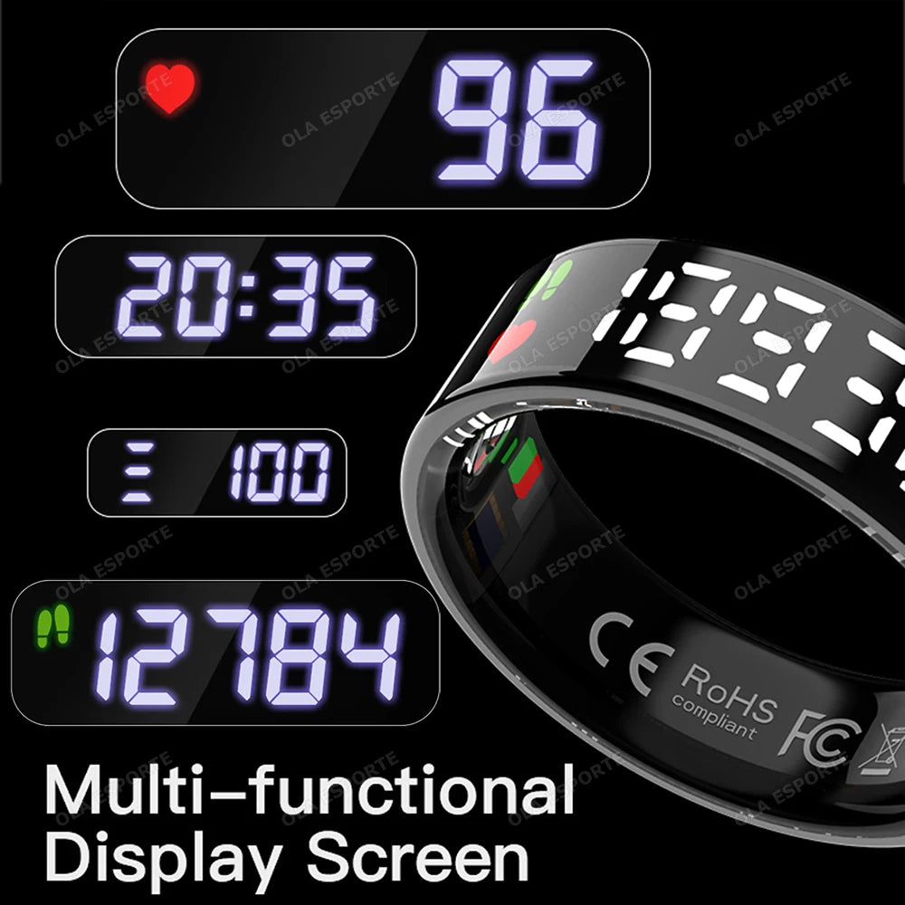 2025 New Smart Ring Smart Touch LED Disaply Screen Ring Gesture Swipe Video Health Monitor 5ATM Waterproof SmartRing Men Women