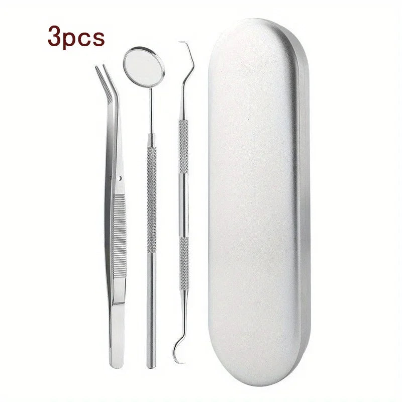 Tooth Cleaning Kit, Including Case,Tongue Scraper,Tweezers, Scrapers, Debris Removers,Toothpick Tools, Featuring Non-Slip Handle