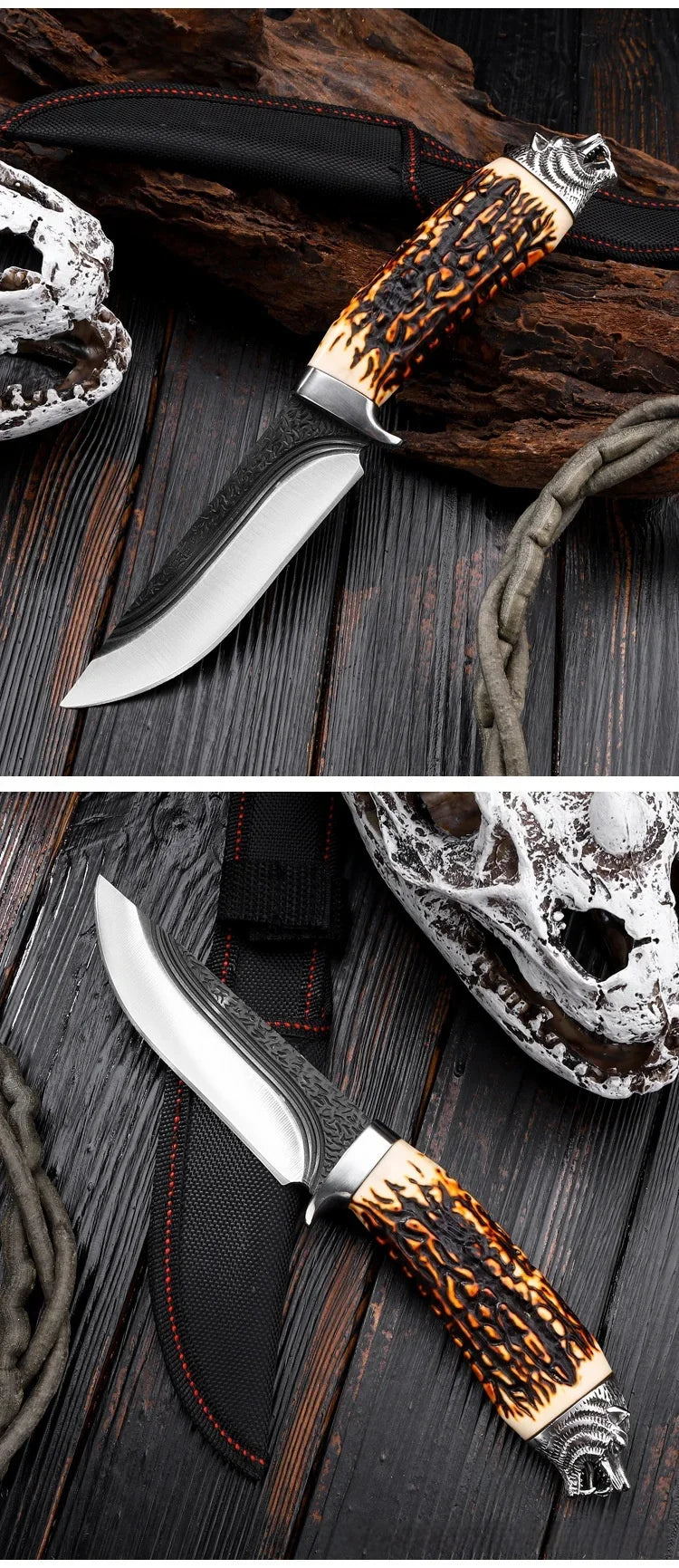 Kitchen-Friendly Meat Cutting Tool - Compact Straight Knife for Portability and High-Hardness Slicing - Ideal for Eating Meat