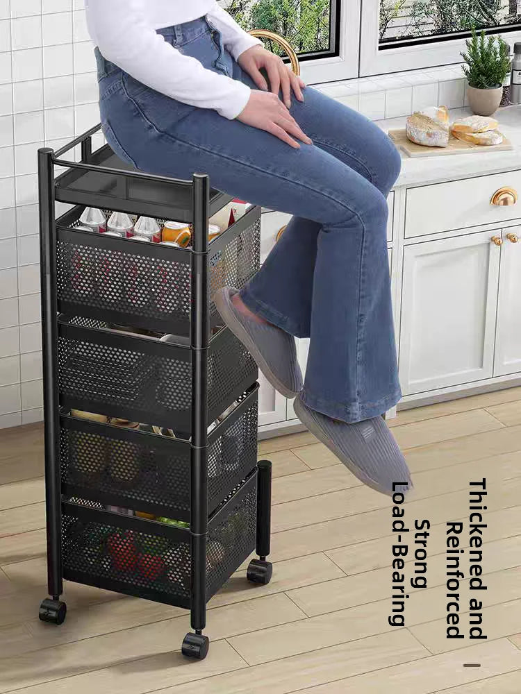 Home Use Rotating Multi-Layer Mobile Storage Ra Frie  Vegetable Fruit Storage elf Kitchen Organization No Installation