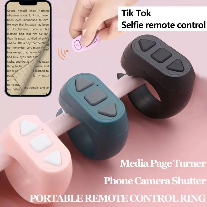 Finger Ring Bluetooth Remote Controller 3 Keys Quick Photograph Wearable Page Scroll Shooting for TikTok Video Tap Control