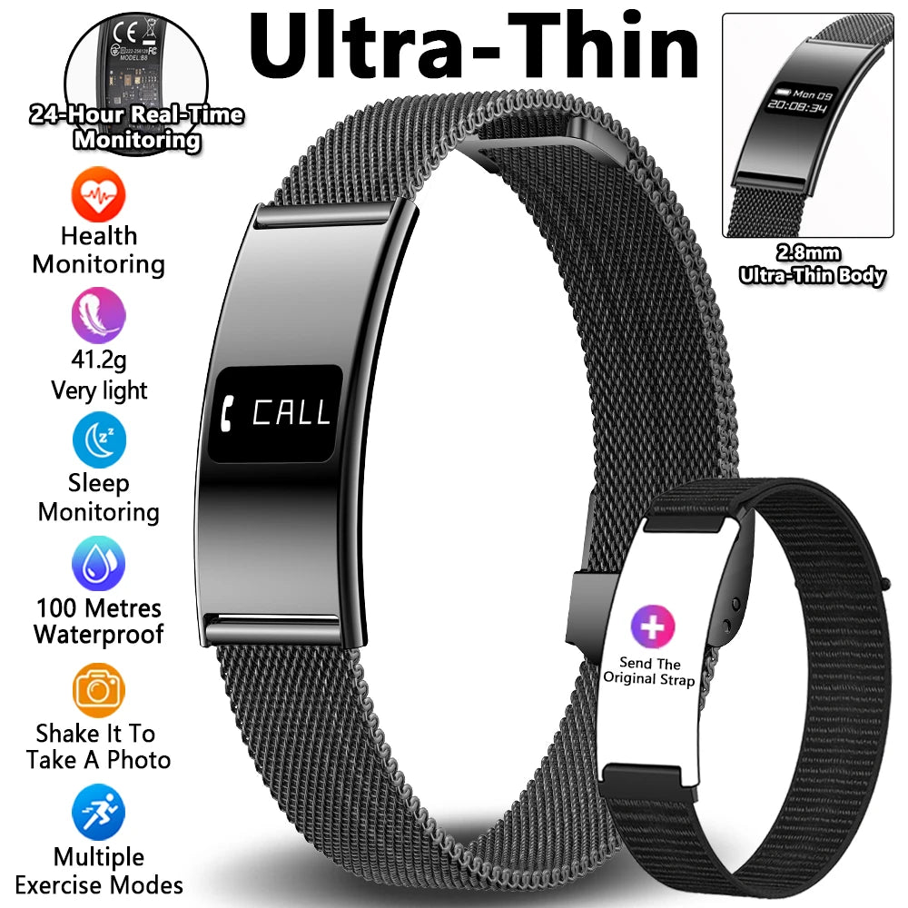 2026 New Ultra-thin Smart Watch Men Health Smart Bracelet Women Sports Fitness Waterproof Heart Rate Sleep Monitoring Wristbands