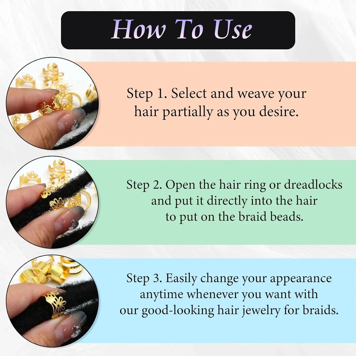 100pcs/set Alloy Braid Hair Ring Dreadlock Hair Ring Hippie Style Hair Accessories Loc Hair Jewelry for Braids for Girls