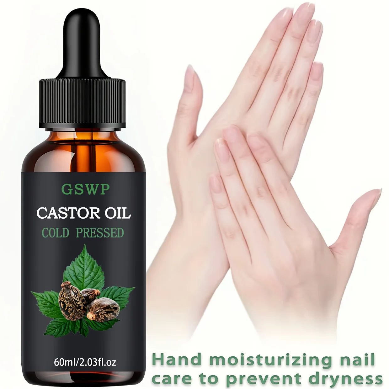GSWP castor oil is suitable for facial skincare, body massage, hair care, hand moisturizing, and aromatherapy diffuser use.60ml