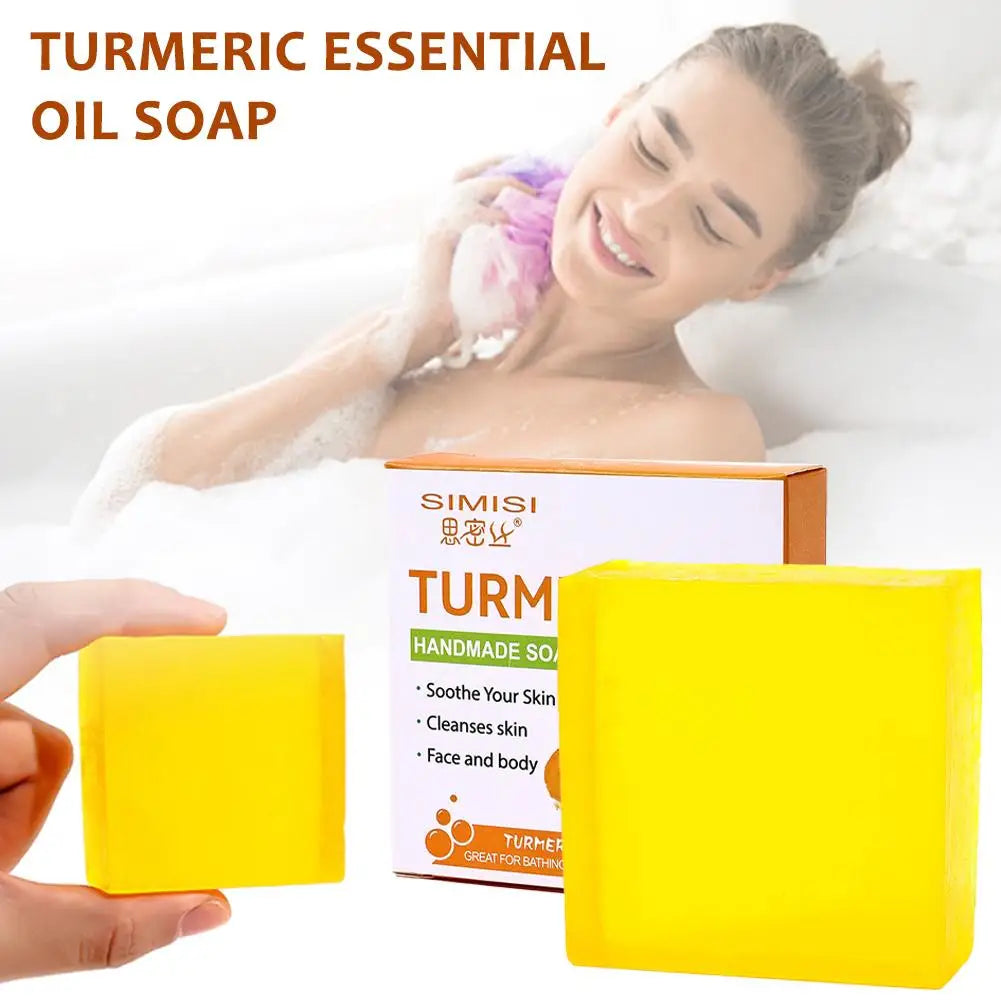 Hand Made Turmeric Soap Body Cleaning Natural Turmeric Deeply Clean Skin Refine Pores, Remove Acne Tender Skin Care Beauty
