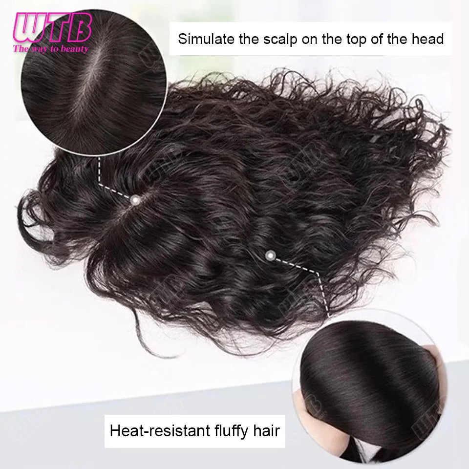 Synthetic Clip In Hair Extension Short Curly Toupee Hairpiece for Women With Thinning Hair Increase Hair Volume