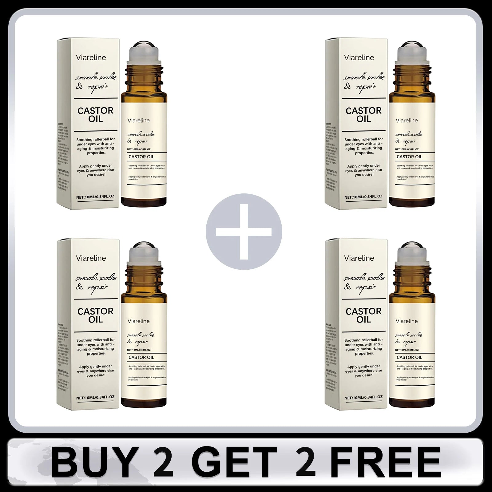 Castor Oil Eye Serum Anti-Wrinkle Remove Dark Circles Eye Bags Anti-Puffiness Lift Firm Ball Massage Moisturize Nourish Eye Care