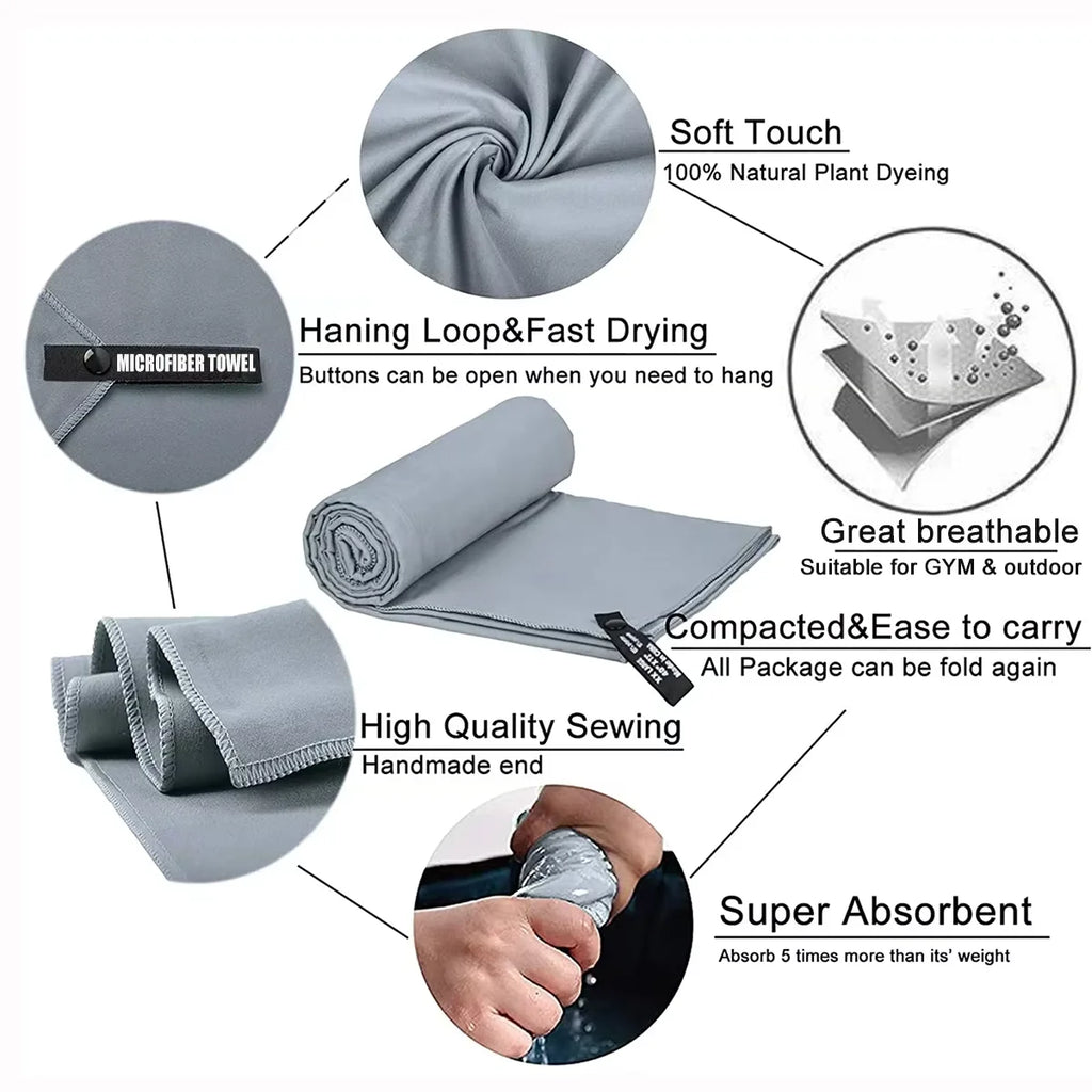 Quick-Drying Bath Towel Microfiber Bathroom Towel With Portable Bag Highly Absorbent & Fast Drying for the Body After Bathing