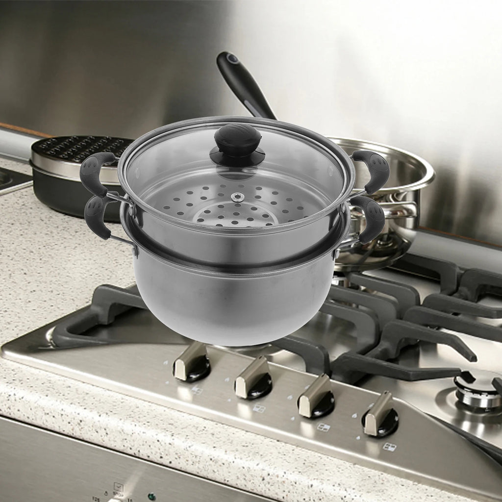 Stainless Steel Stock Pot 18L Premium Deep Multifunctional Steam Pot for Household Cooking Soup Steamer Pan Healthy Cookware