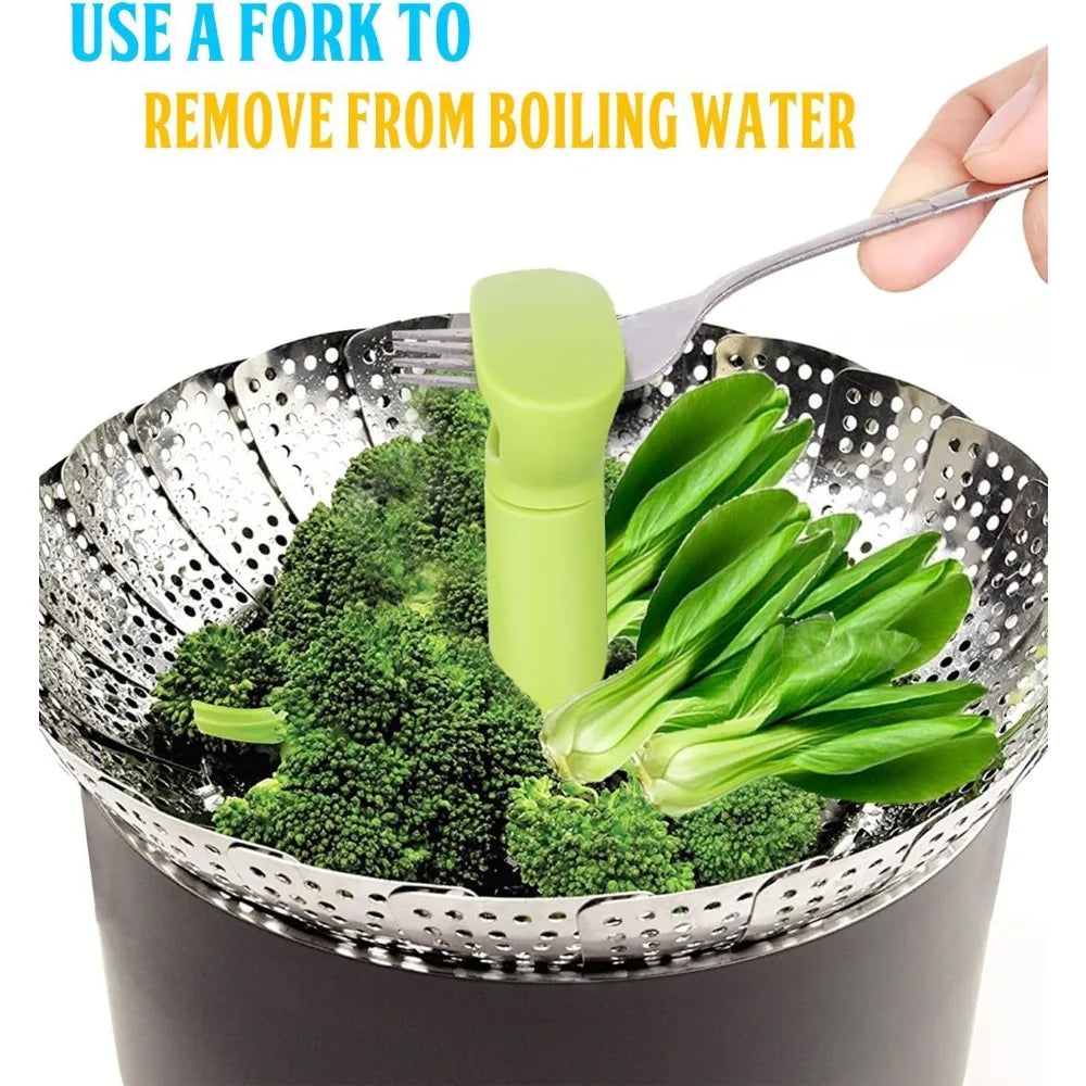 Food Steamer Basket Stainless Steel Expandable Folding Mesh Vegetable Cooker Steamer Pannen Kitchen Tool Dish Steam