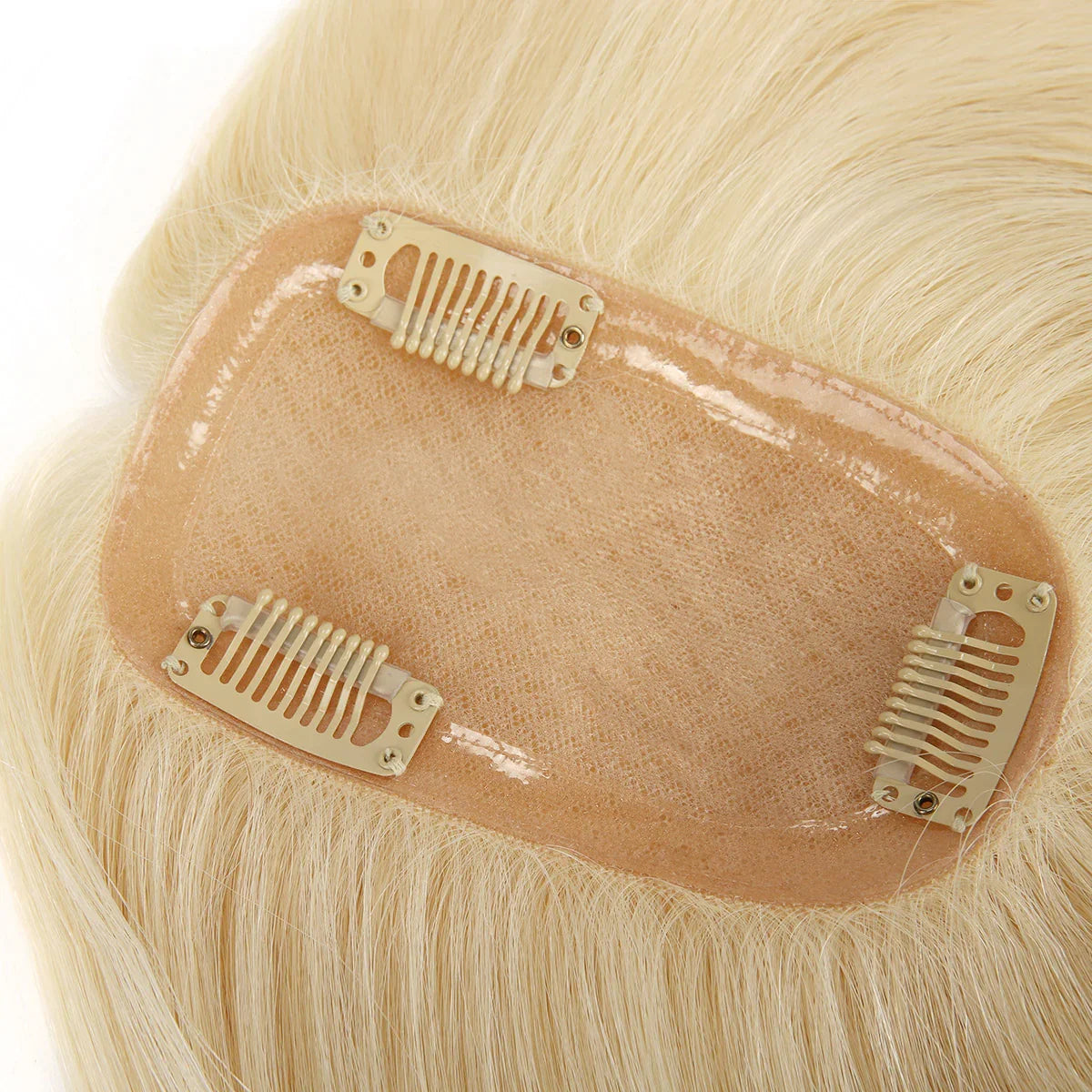TUW10 3''x5'' Silk Base Hair Topper for Women with PU around 3 Clip 110% Handmade Remy Human Hair Natural Looking Topper Hairpin