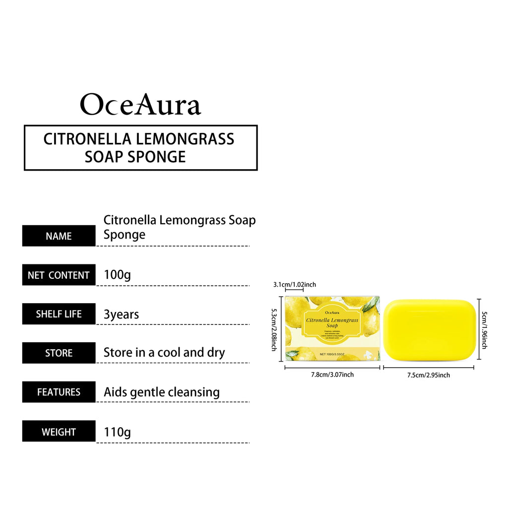 Citronella Lemongrass Soap Oil Control Refreshing Dead Skin Remover Moisturizing Skin Cleansing Products Exfoliating Bath Sponge