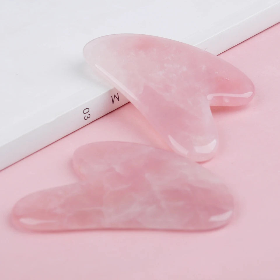 Gua Sha Board Heart-Shaped Natural Pink Green Resin Jade Scraper Facial SPA Neck Massager Portable Skin Care Beauty Healty TooL