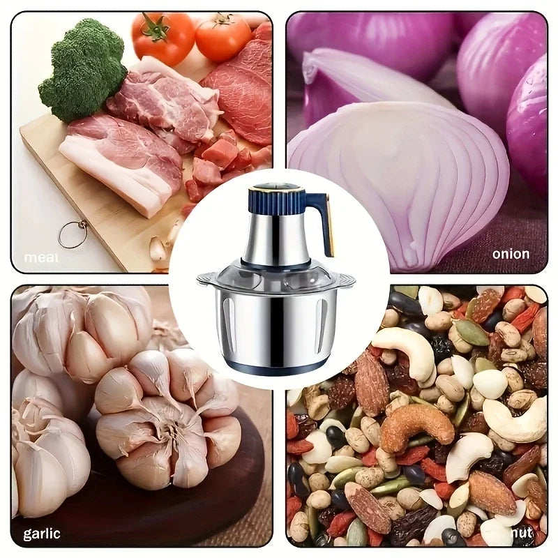 5L Multifunctional Food Processor 304 Stainless Steel Meat Grinder Chopper Slicer Blender 220V EU Plug Electric Kitchen Tool