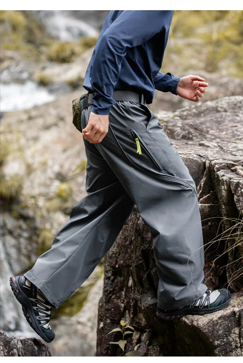 Streetwear Cargo Pants - Waterproof Windproof Fabric with Drawstring Elastic Waist｜Fall 2025 Loose Fit