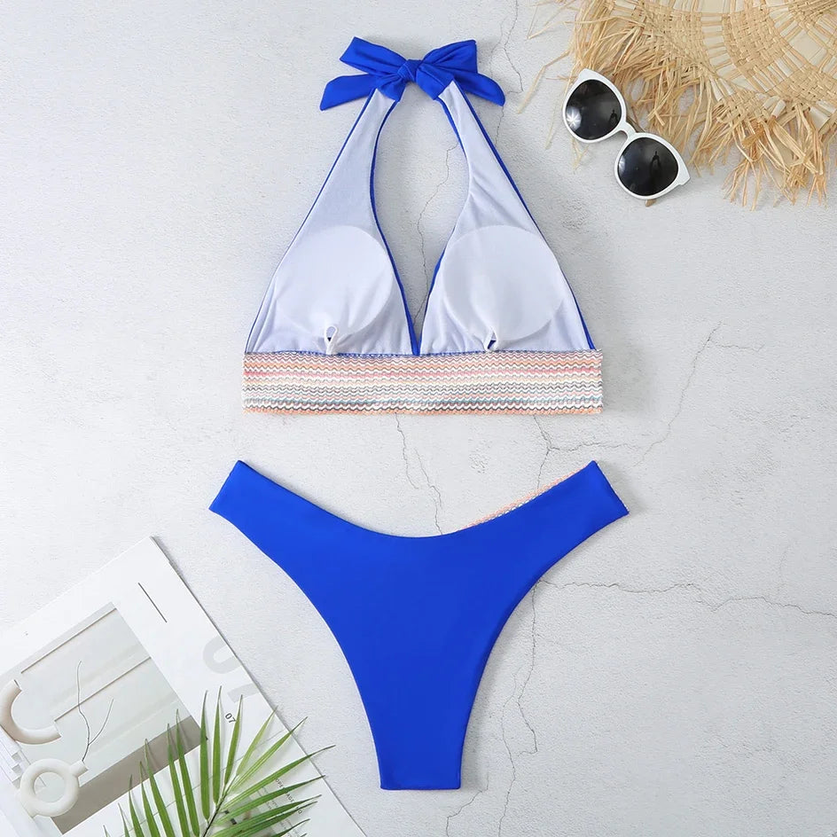 Sexy Bikini 2026 Women Swimsuit Female Swimwear Halter Thong biquini High Waist Bikinis Sets Brazilian Swimming for Bathing Suit