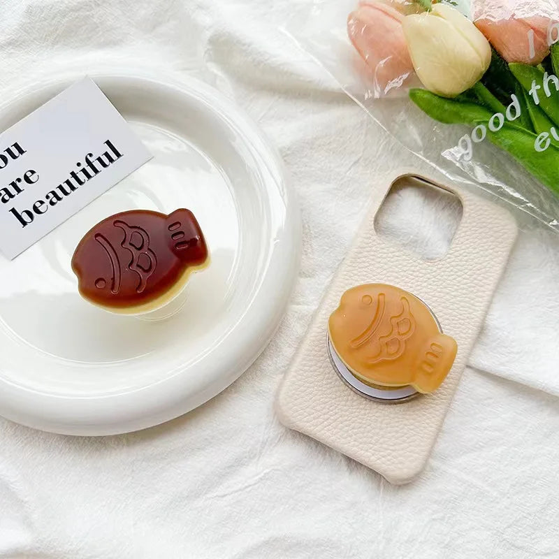 Cute 3D Taiyaki For Magsafe Magnetic Phone Griptok For iPhone Wireless Charging Case Grip Tok Folding Finger Stand Socket