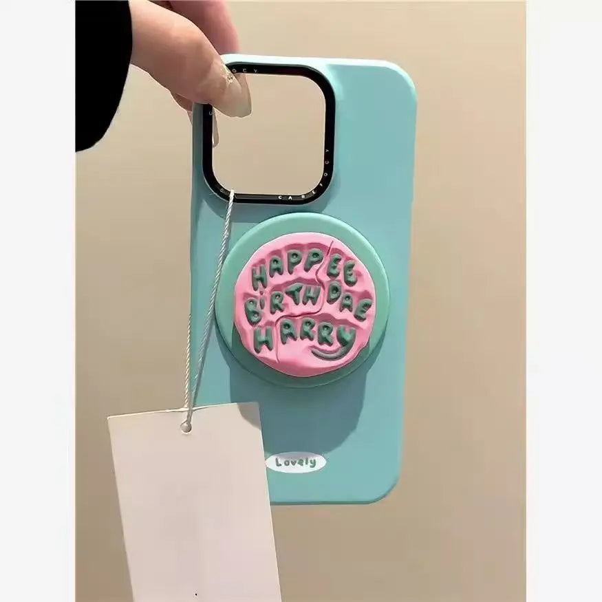 INS Cute English Letter Pink Magnetic Holder Grip Tok Phone Stand Support for IPhone 17 For for Pad Magsafe Smart Tok Bracket