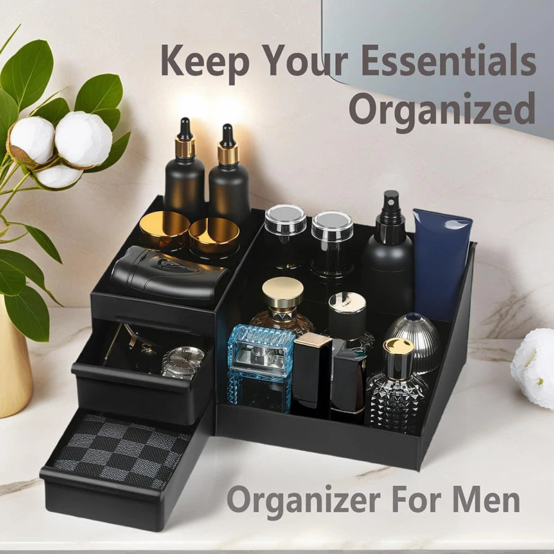 Organizer For Men, Cologne Holder For Dresser, Perfume Stand, Bathroom Countertop Organizer With Drawers