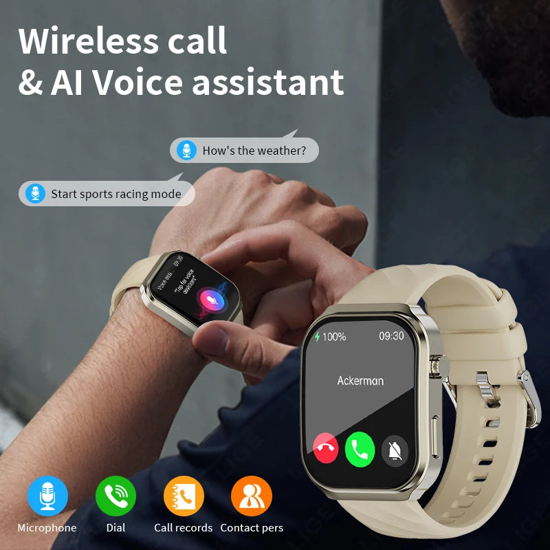 LIGE New AI Healthy Diagnose Smart Watch 2.2" Curved Screen Women Men Blood Lipid Uric Acid Heart Rate Health Tracker Smartwatch
