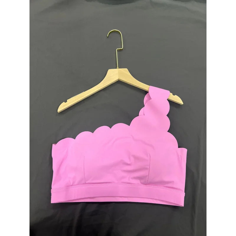 One-shoulder Seamless Keep That Pump Sports Bra With Chest Pad Bras For Women Yoga Sports Top Shockproof Push-up Yoga Bra