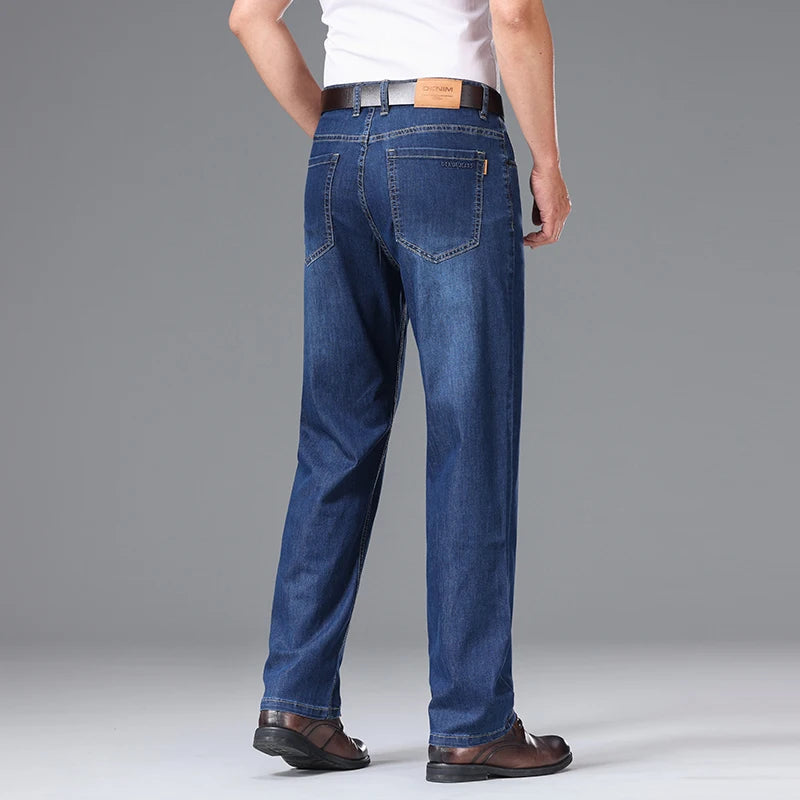 Men's Fashionable Jeans All-Season Cotton Blend Straight-Leg Pants Trendy Minimalist Versatile Casual Style Denim Wear Size29-42