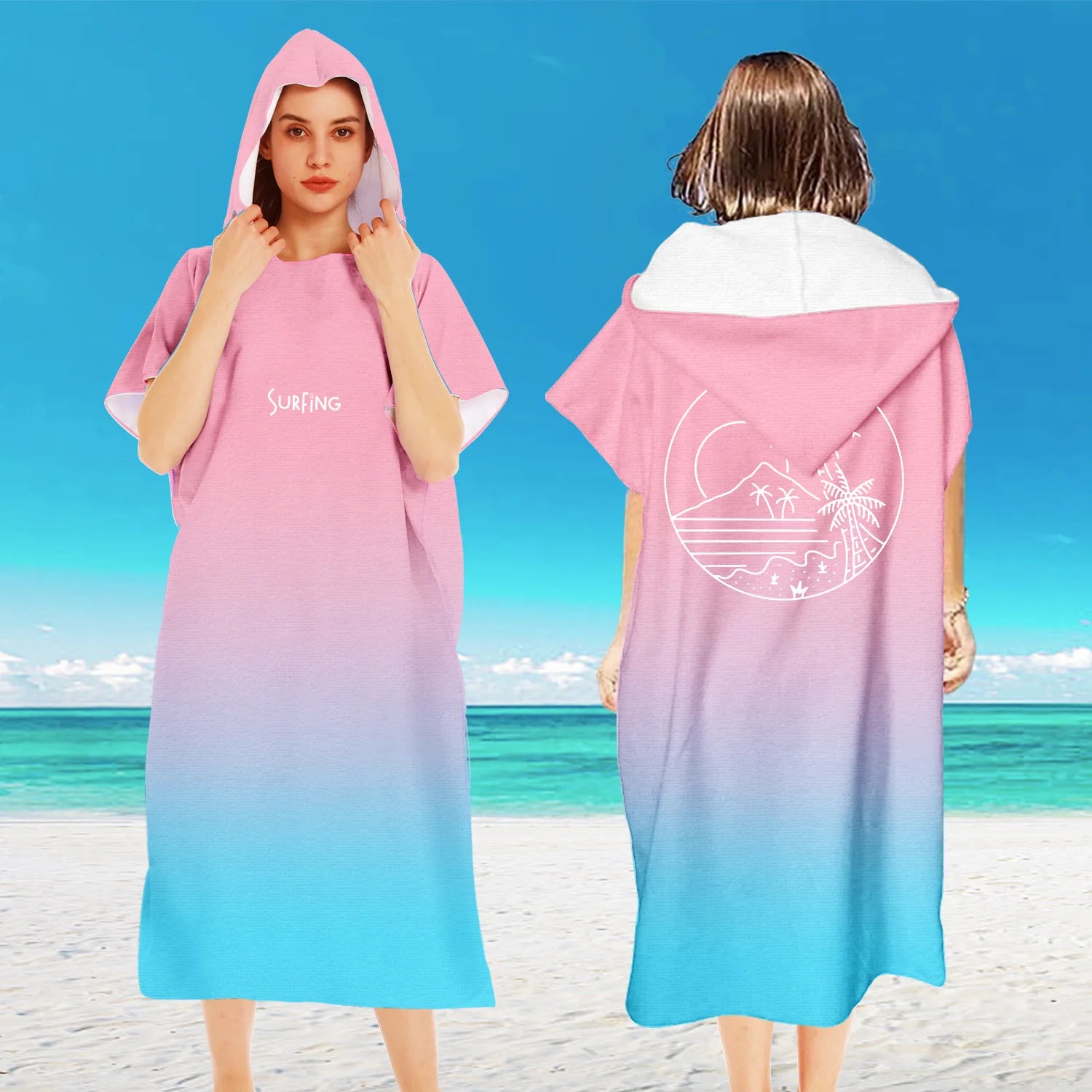 Microfiber Hooded Towel Men Women for Swimming Beach Travel Quick Dry Changing Robe Cape Bath Towel Bathrobe Surf Poncho