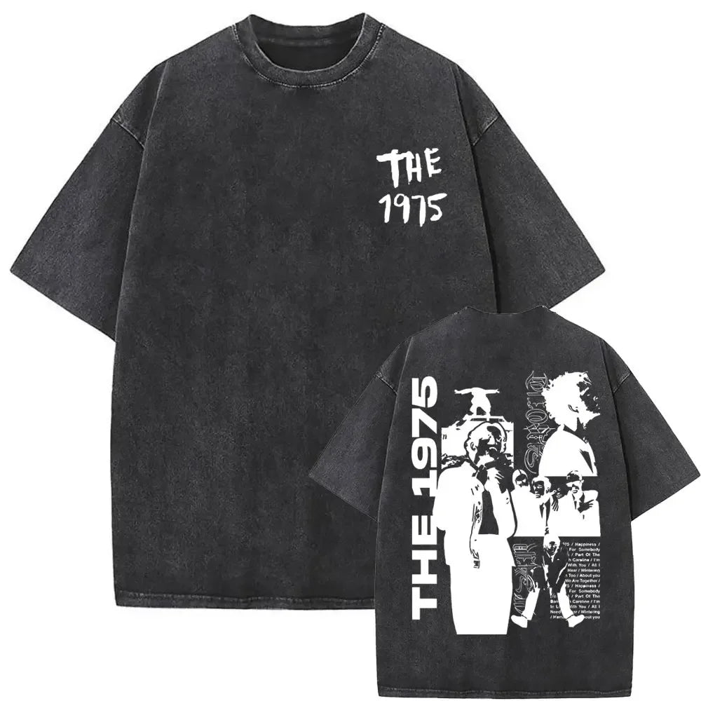 Washed Vintage The 1975 about You Print T-shirt Being Funny in A Foreign Language Album Tshirt Men Women Hip Hop Casual T Shirt