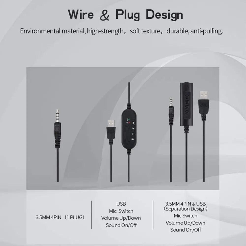 3.5mm/USB Computer Headset with Noise Cancelling Microphone Chatting Network Teaching Video Conferencing Stereo Wired Headset