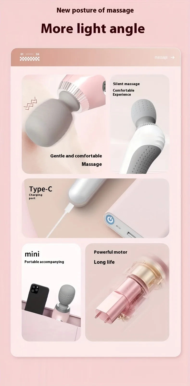 New Portable handheld massager USB rechargeable multifunctional full body massage gun relax neck back legs and waist masajeador