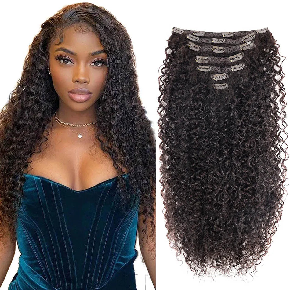 Synthetic Kinky Curly Blonde Hair Extensions Clip Ins for Women Brazilian Remy Hair Extensions 7Pcs with 24 Clips Natural Blonde