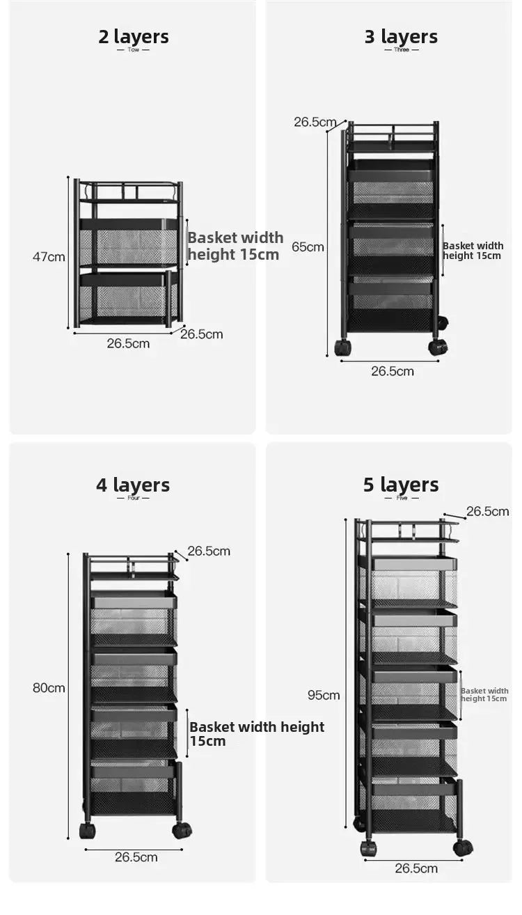 Home Use Rotating Multi-Layer Mobile Storage Ra Frie  Vegetable Fruit Storage elf Kitchen Organization No Installation