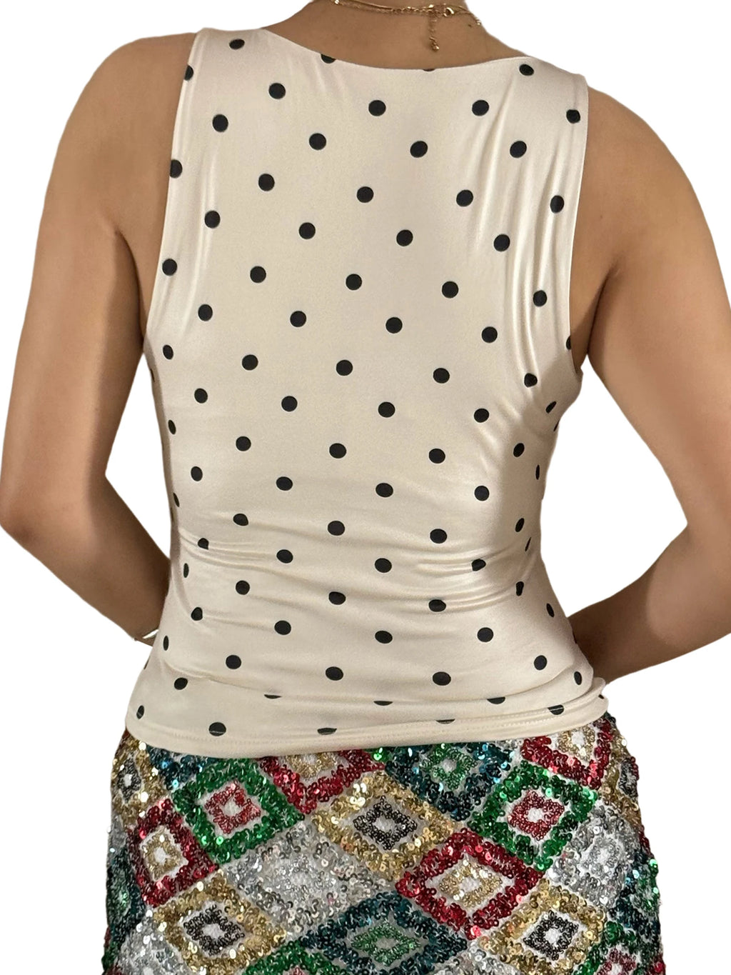 Women's y2k Tank Top  Polka Dot Print Summer Sleeveless O Neck Camisole 2000s Retro Crop Tops Streetwear