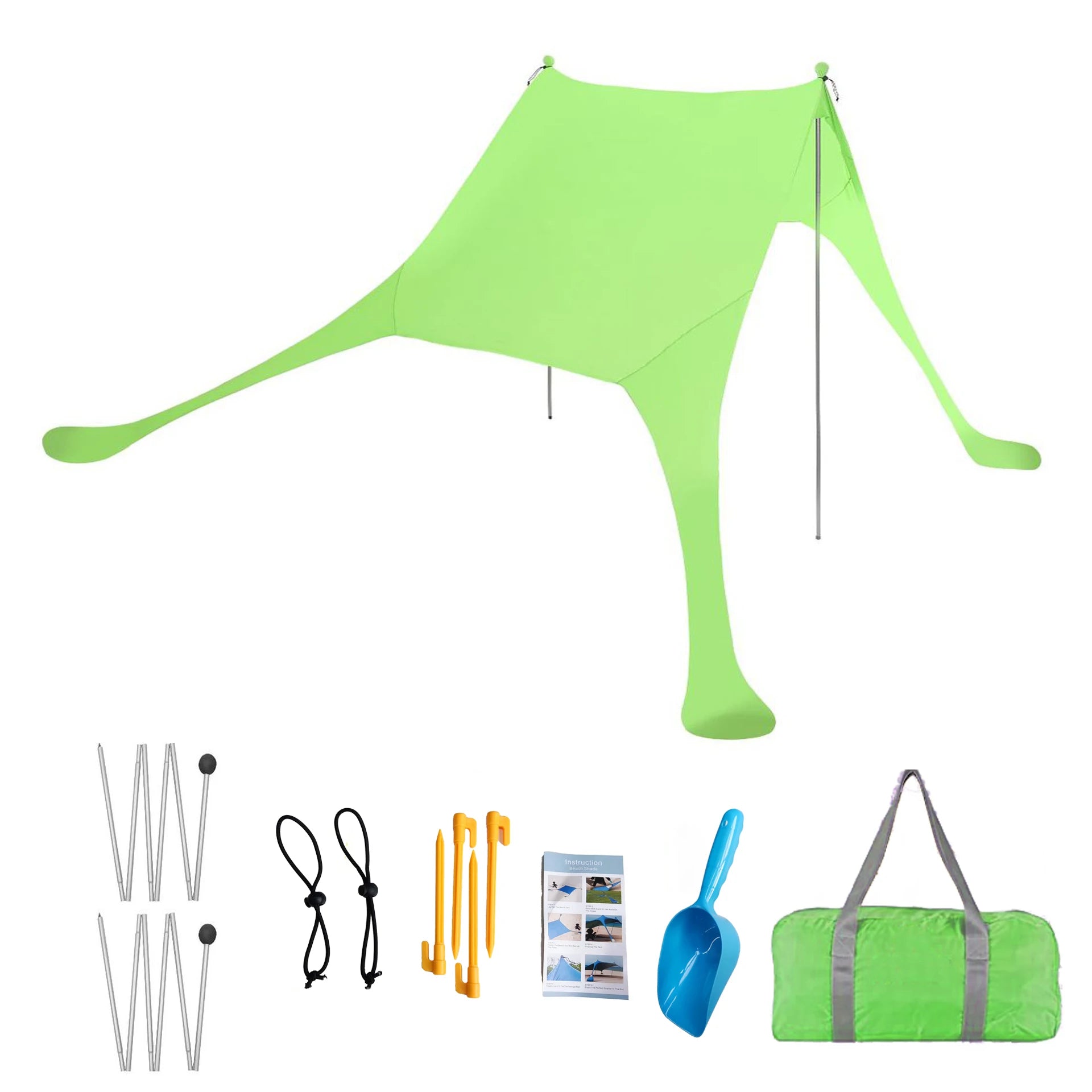 Family Ultralight Beach Awning, Sun Shade Tent with Sandbag, UPF50 + UV Portable Canopy, 2.1m * 1.6m