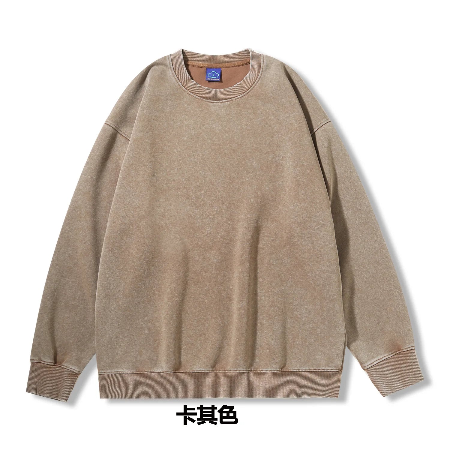 Woman Men Solid Washed Sweatshirt Cotton Acid Wash Hoodies Autumn Warm Crewneck Pullover Fashion Vintage Oversize Female Clothes