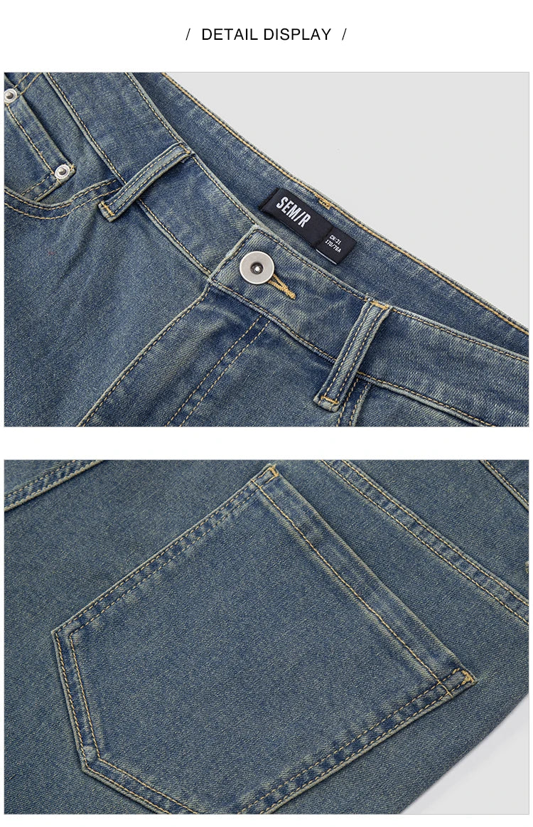 Semir Jeans Men Slim Fit Skinny Trousers Leg-lengthening 2025 Spring New Long Trousers Basic Versatile