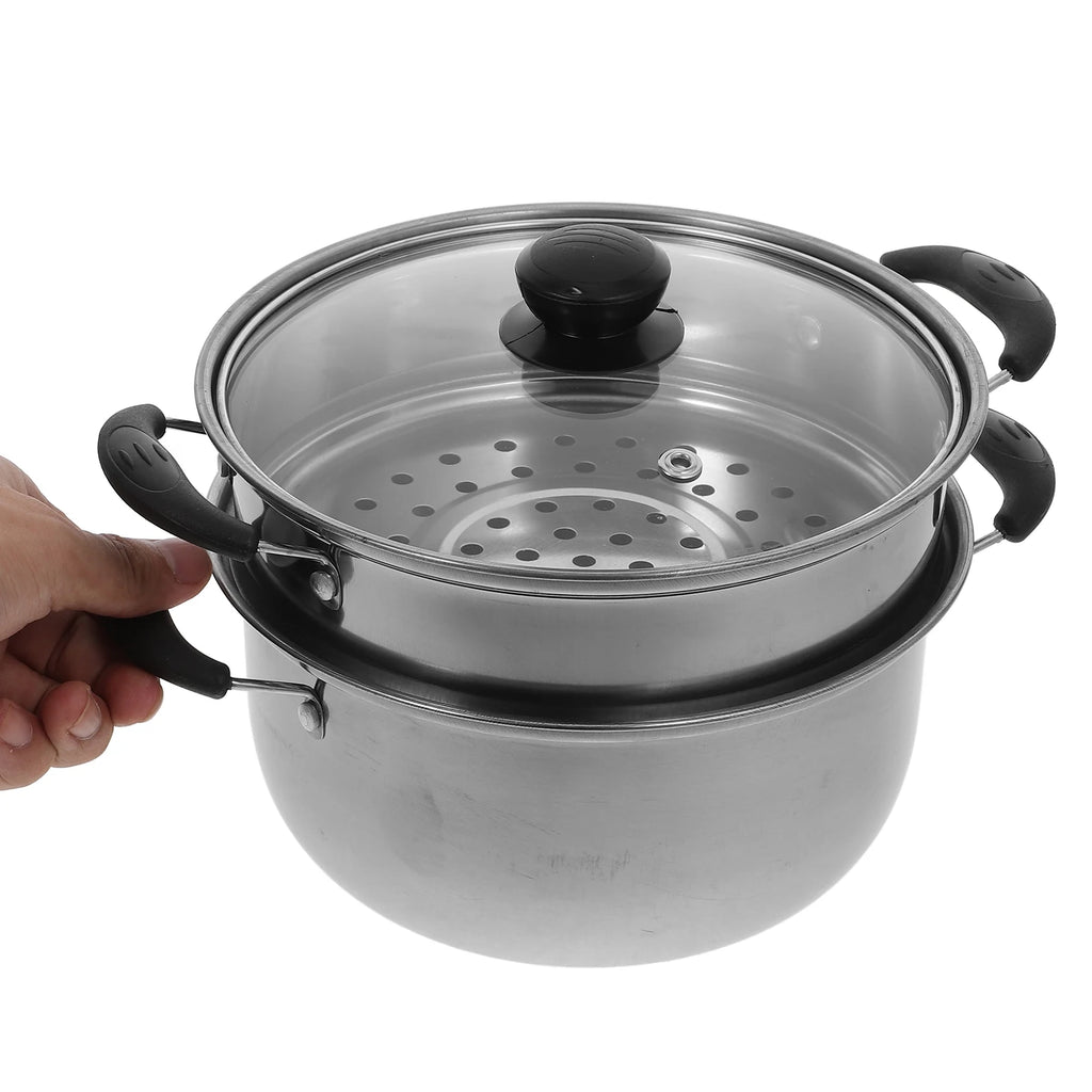 Stainless Steel Stock Pot 18L Premium Deep Multifunctional Steam Pot for Household Cooking Soup Steamer Pan Healthy Cookware