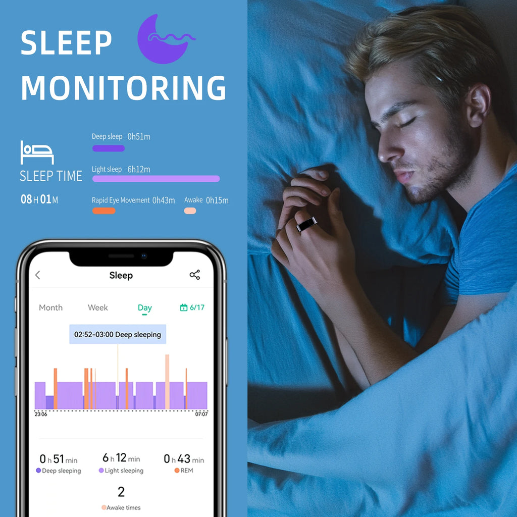 Smart Ring 2025 Smartring Health Monitoring IP68 Waterproof Multi-sport Modes Bluetooth Sleep Tracker Finger smartring for Men