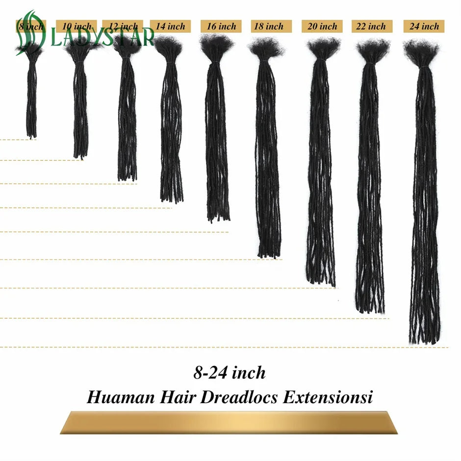 0.2cm Microlocs 100% Human Hair Dreadlock Extensions for Men Women Kids Full Handmade Permanent Loc Extensions
