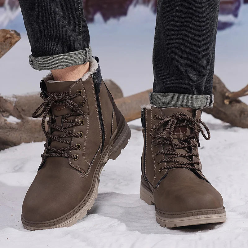 Outdoor Leisure High Top Footwear Fashion Classic Winter Hiking Shoes Warm Anti Slip Ankle Snow Boots Men's Casual Shoes