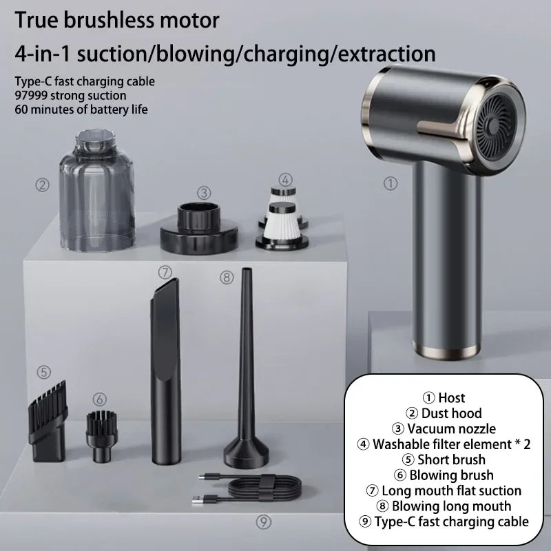 Portable Car Vacuum Cleaner 1990000pa Powerful Handheld Wireless Cleaning Machine For Home Appliance Car Cleaner
