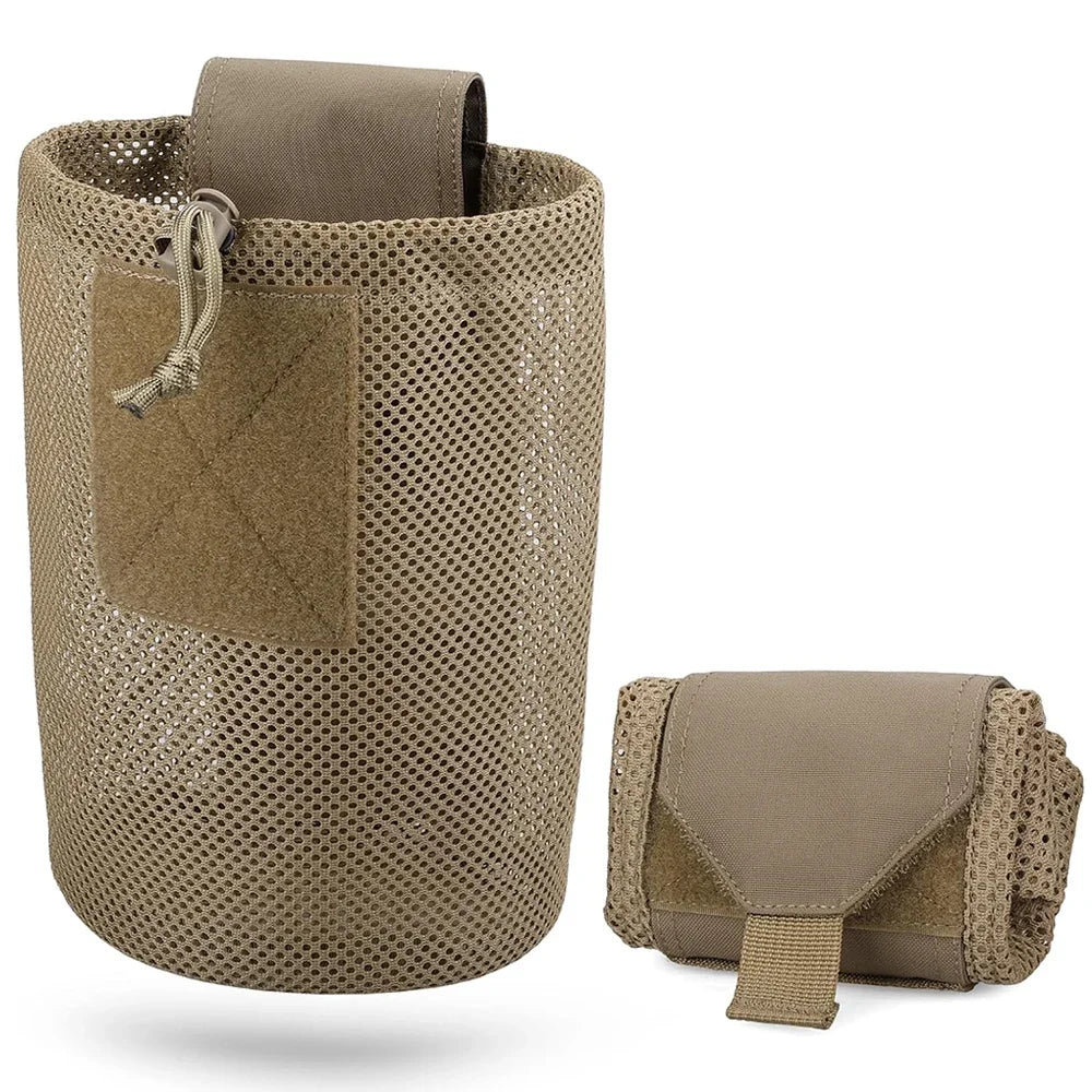 Tactical Style Roll-Up Mesh Utility Pouch, Lightweight Foldable Storage Pocket for Outdoor & EDC Use