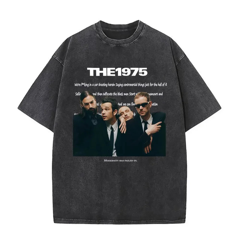 Washed Vintage The 1975 about You Print T-shirt Being Funny in A Foreign Language Album Tshirt Men Women Hip Hop Casual T Shirt
