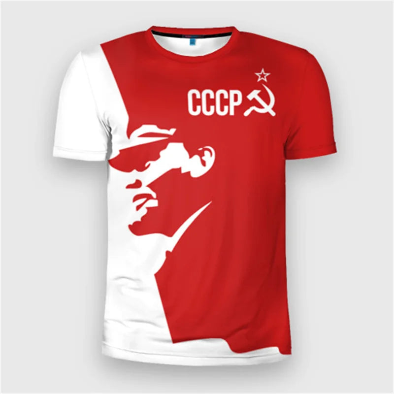 Fashion Russia Flag Badge T-shirt For Men's Clothing Short Sleeve T Shirts 3d Print Cool Pattern Street Trend Man Pride Tee Top