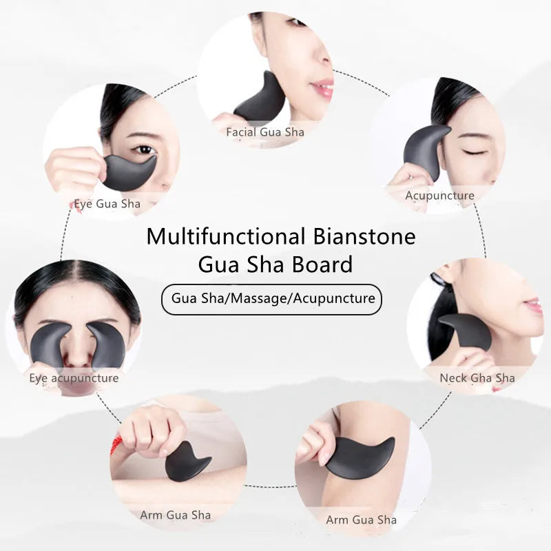 Gua Sha Board Heart-Shaped Natural Pink Green Resin Jade Scraper Facial SPA Neck Massager Portable Skin Care Beauty Healty TooL