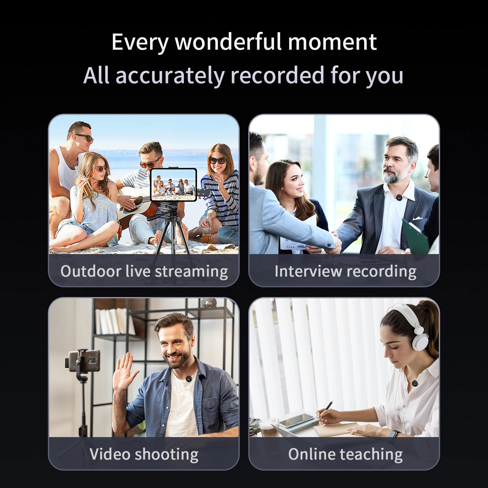 Wireless Lavalier Microphone One-to-Two Magnetic Buckle For Android iPhone Recording Microphone TikTok Live Broadcast
