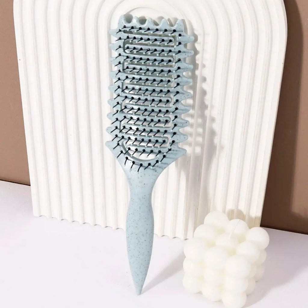 Curling styling brush - hollow massage comb, nylon mane, ABS plastic handle, comfortable grip Special for real hair wigs