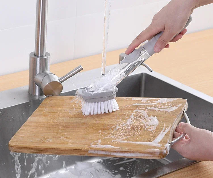 Kitchen Cleaning Brush 2 In 1 Long Handle Cleaing Brush with Removable Brush Sponge Dispenser Dishwashing  Kitchen Tools