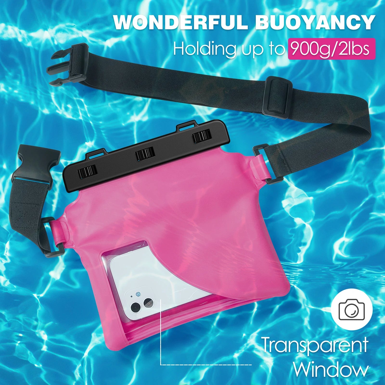 MoKo Waterproof Phone Pouch Fanny Pack Floating Dry Bag Swimming Waist Bag Underwater Ski Drift Diving for iPhone 13/13 Pro Max