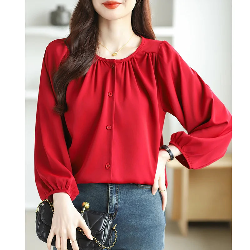 Women's Loose and Casual Shirt, Slim and Reduces Age-reducing Temperament
